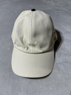 VIANEL Hat Cap Strap Back Canvas Leather Baseball Mens L/XL White Luxury