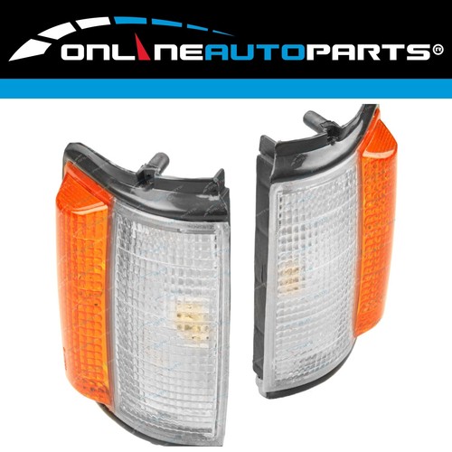 LH+RH Corner Indicator Park Lights Pair w/Black Trim for Toyota Hilux 2WD 83-88 - Picture 2 of 8