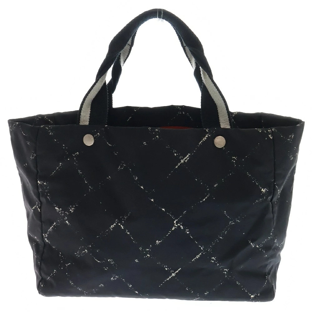 Vintage CHANEL Nylon Travel Tote Bag in Black Pre-Owned Condition