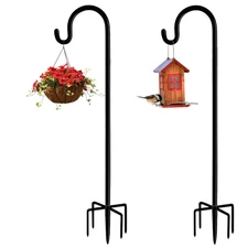 Garden Shepherd Hook Outdoor with 5 Prong Base, Bird Feeder Pole Hanger Holde...