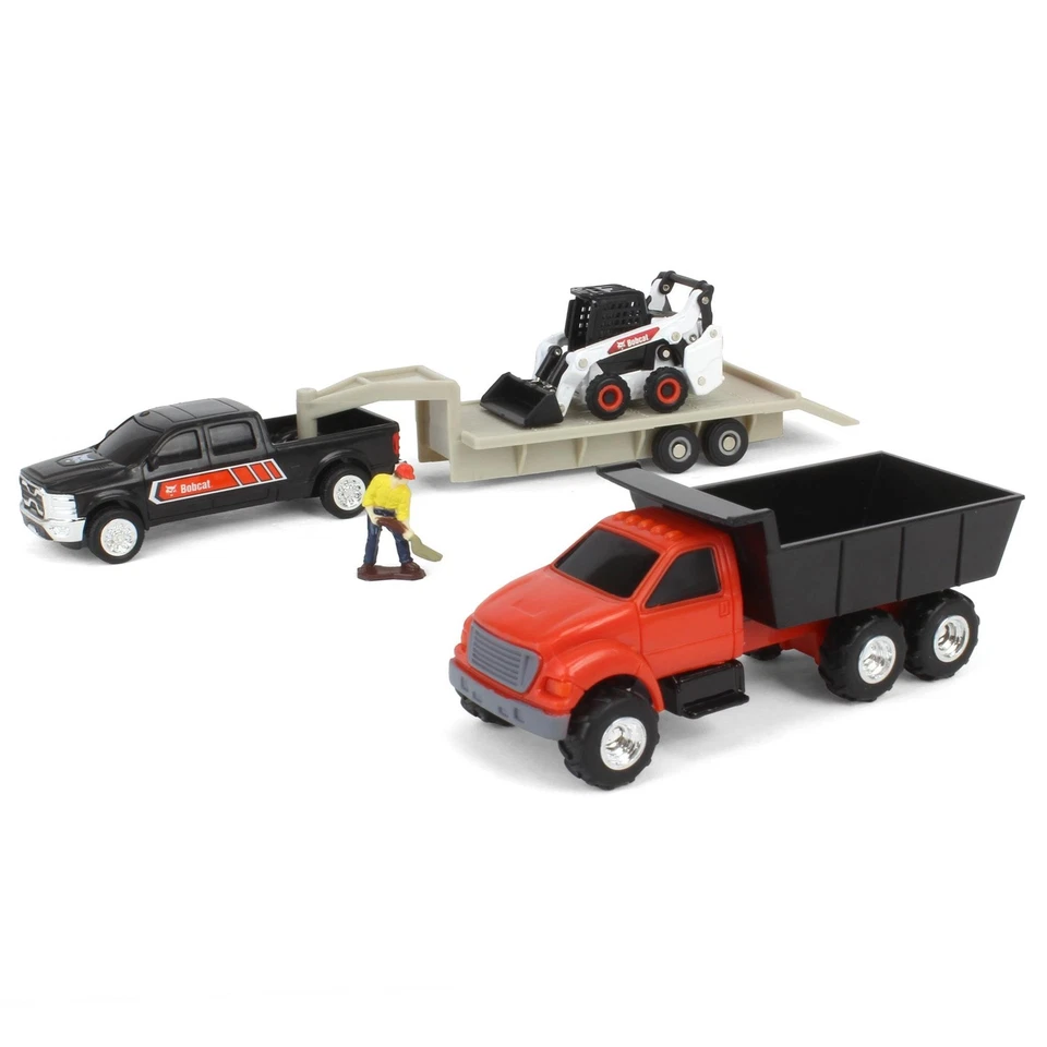 ERTL 1/64 Bobcat 5 Piece Construction Set Dump Truck, Trailer, Skid Loader 16502 - Image 3 of 4