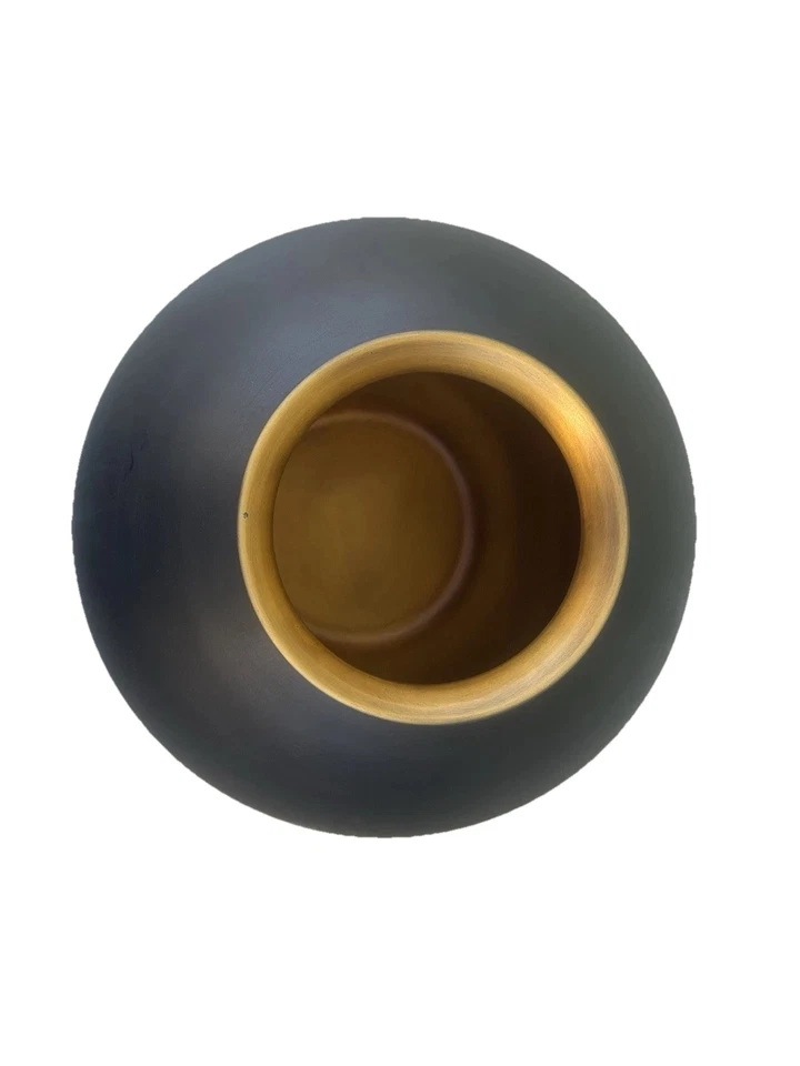 Restoration Hardware Black Matte Metal Burnished Patina Brass Vase 11" Height - Image 3 of 4