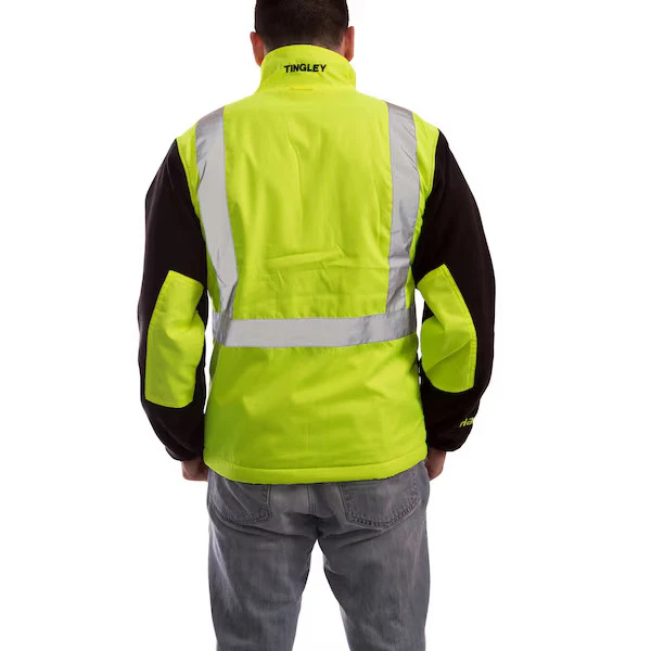 High Visibility Fleece Liner/Jacket, Polyester, Class 2 R, Green/Yellow, M - Image 2 of 2