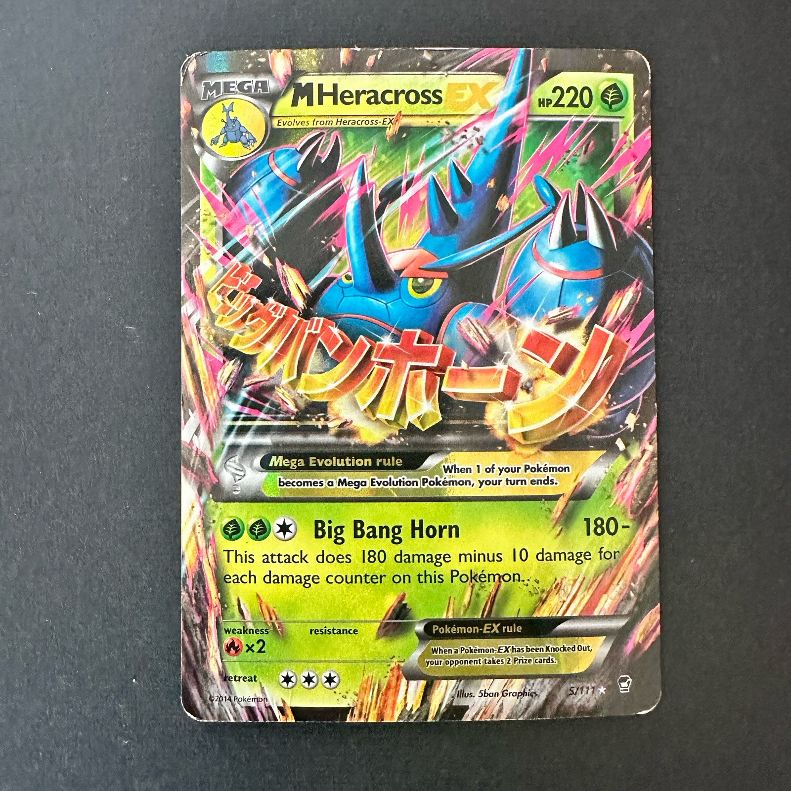 Pokemon Card TCG Mega M Heracross EX 5/111 XY Furious Fists Holo Ultra Rare NM