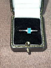 New Pretty Blue Topaz Ring Set In Silver Plate With Cubic Zirconia Size 8 P1/2
