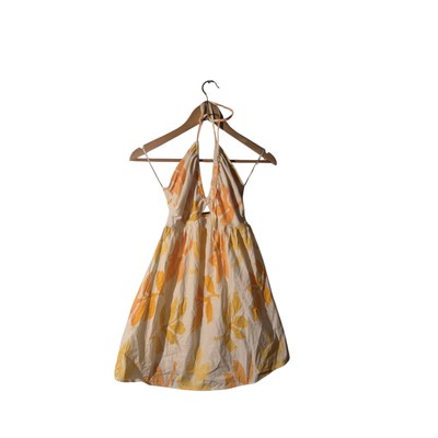 Zara Neckholder Top Gr. S kleines Wirbelmuster Sommertop Baumwollstoff Urlaub