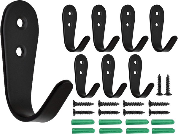 8 StüCk Kleiderhaken Schwarz Matt, Edelstahl Wandhaken Metall Garderobenhaken-image