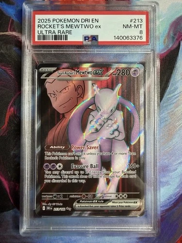 Team Rocket's Mewtwo ex 213/182 Sv10: Destined Rivals Holo PSA 8