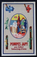 Carte postale publicitaire POMPES JAPY peu d'effort beaucoup d'eau