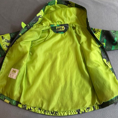 Western Chief Rain Windbreaker Dino Line Dance Jacket Kid 4T Green Full Zip Hood - Picture 5 of 12