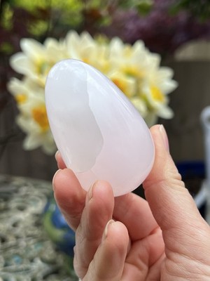 Mangano Calcit Kristall Ei Massagegerät Liebe Vergebung Mitgefühl AAA+ 129g 25