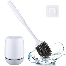 RV Toilet Bowl Brush and Holder Silicone Cleaning Scrubber Set with Non-Scratch