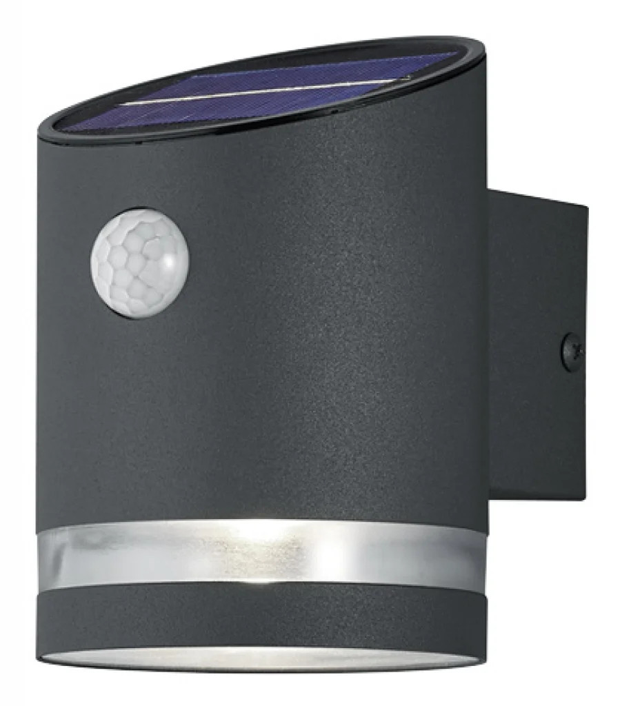 Outdoor Light Grey Salta LED Solar Spot IP44 Anthracite PIR Motion Sensor Trio