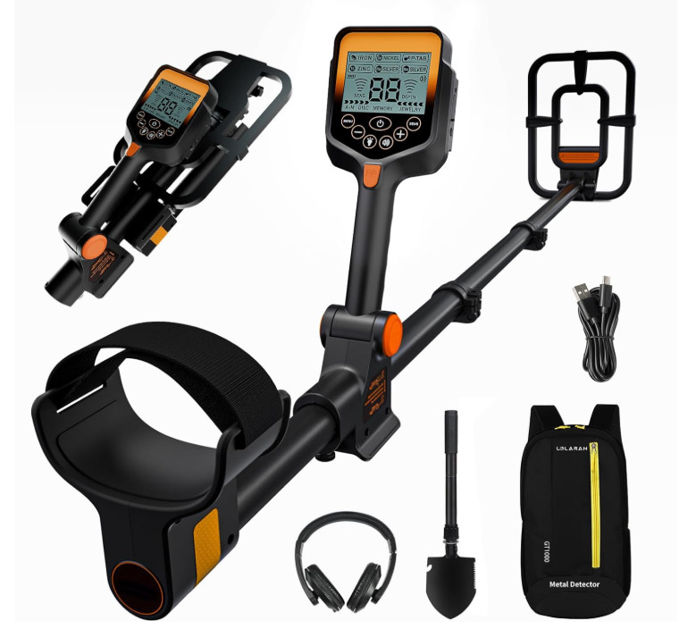 Detector de metales plegable e impermeable con pantalla LCD azul