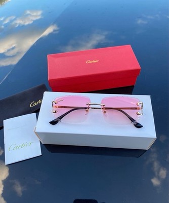 Cartier Big C Diamond Cut Frameless Pink Gold Frame