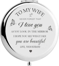 Gifts for Wife Compact Mirror, Wife Birthday Gift Ideas, Romantic Gifts for Her