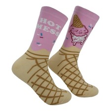 Hot Mess Socks Funny Sarcastic Ice Cream Graphic Novelty Footwear for Ladies