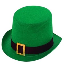 St Patrick's Day Hat with Metal Buckle, Green Top Hat for St Patty's Costume