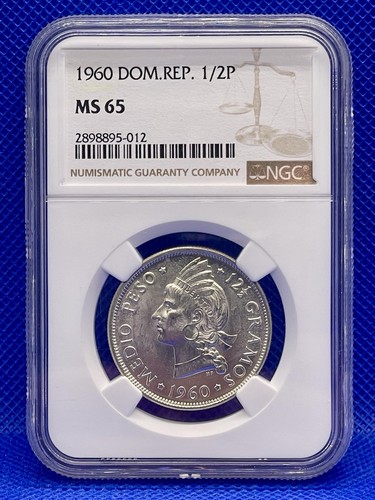 1960 Dom. Rep. 1/2 Peso NGC MS65