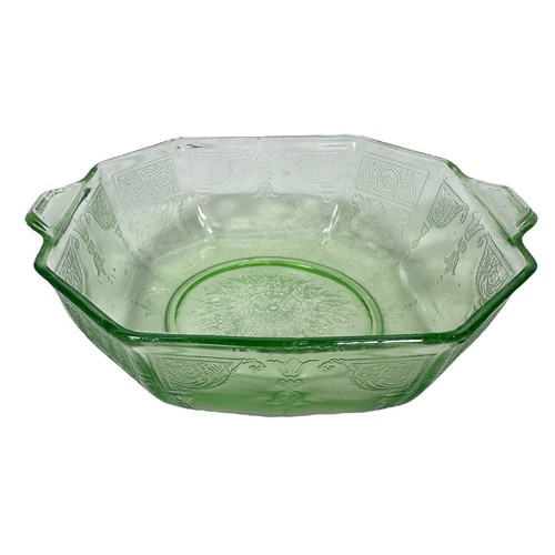 Vintage Anchor Hocking Princess Uranium Glass Serving Bowl Tab Handles Glows UV - Picture 3 of 16