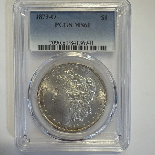 1879-O PCGS MS-61 MORGAN SILVER DOLLAR, NICE EDGE TONING