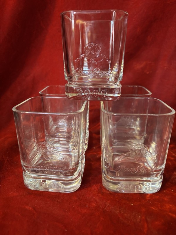 Crown Royal Square Whiskey Glasses 2000 Limited Edition Set Of 5 Barware Shot