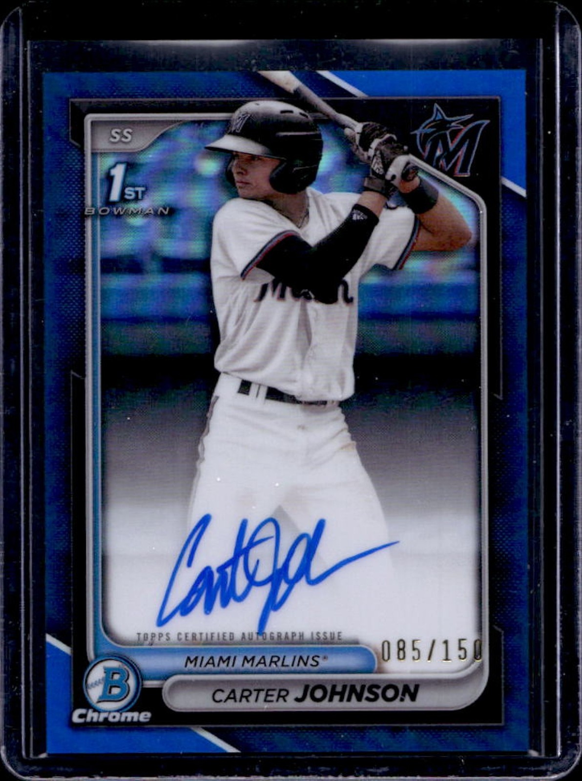 2024 Bowman Draft Carter Johnson Chrome Auto Blue Refractor 1st #85/150
