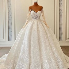 Classic Wedding Dress Leaf Appliques New Sweetheart Long Bridal Gowns Train Robe
