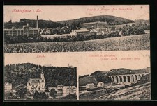 AK Hohenfichte i. Sa., Fabrik d. Firma Max Hauschild, Viadukt b. Hetzdorf, Kirc 