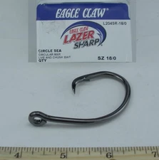 Eagle Claw L2045GH-18/0 Circle Sea BIg Game Hook 3CT