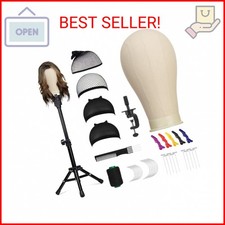 22 Inch Wig Head White , Wig Stand Tripod with Heads, Canvas Block Head Mannequ