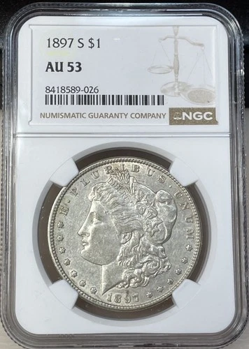 1897 S Morgan Silver Dollar NGC AU53