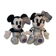 NWT Disney Mickey and Minnie Mouse Silver 100 Anniversary Plush Set