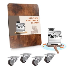 Sliding Tray for Coffee Maker, 360° Rolling Tray Appliance Slider with Wheels...