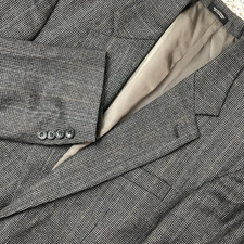 Oscar de la Renta Mens Blazer 40R Fine Houndstooth 100 Wool Gray Sport Coat VTG