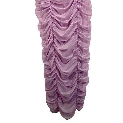 Abito donna ASTR The Label grande bodycon midi lilla viola increspato elasticizzato rosa - Foto 8 di 13