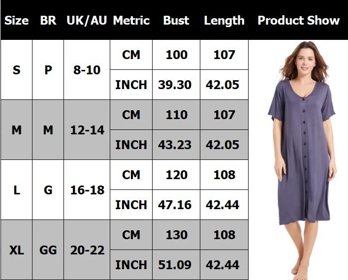 Ladies Nighties Short Sleeve COTTON Nightdress Nightwear Loose Tops Sleepwear AU - image 3 of 4