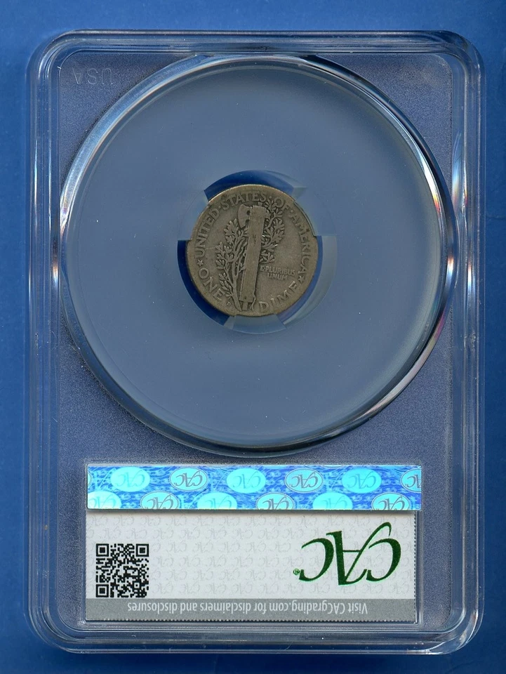 1921 D CAC G4 Mercury Dime 10c US Mint Silver Coin Rare Key 1921-D G-04 CACG - Image 2 of 3