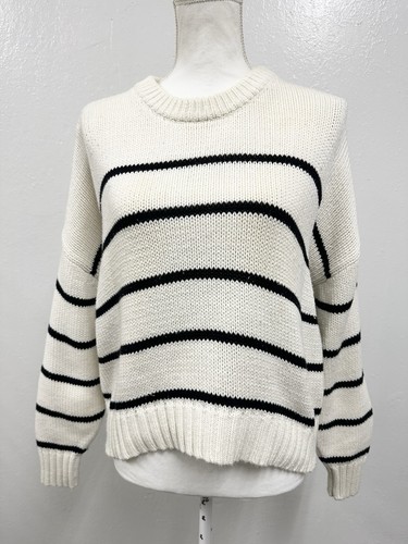 Jenni Kayne Pure Cotton Stripe Knit Sweater Women's Size Medium