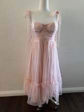 Windsor Dusty Pink Arielle Bow Strap A-Line Midi Formal Dress Prom Dance Fancy M