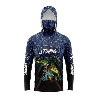 Men Hood Fishing Shirt long sleeve fishing t shirt uv protection.