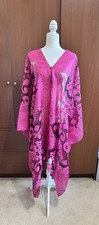 Womens Floral Kaftan Pink Black lightweight Self Embroidered One Size Mesh