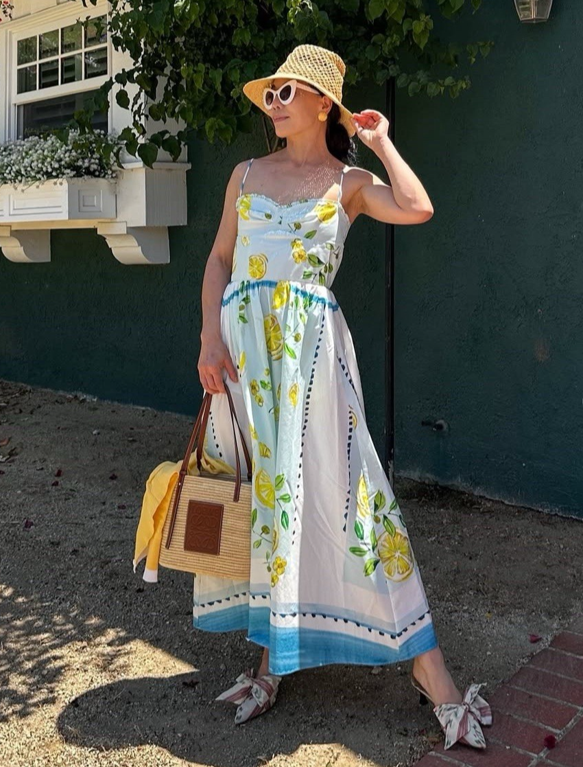 ZARA NEW WOMAN SS25 MIDI STRAPPY LEMON PRINT POPLIN DRESS OPEN
