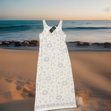 NWT Chaos Ralph Lauren Girls Large 12/14 Romper Sundress Dress White/blue $46
