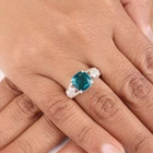 Moroxite Gemstone 925 Sterling Silver Zircon Jewelry Prong Set Ring Gift For Mom