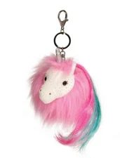 4 Inch Hot Pink Unicorn Pom Plush Clip On Keychain by Douglas