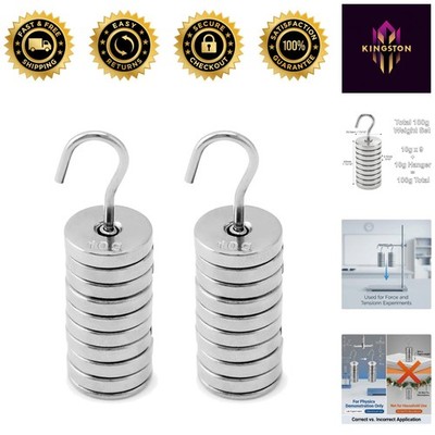 Compact Lab Slotted Mass Set: 10g Weights for Tension & Gravity Experiments