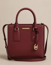 Michael Kors Mercer Gallery Small Center Zip Satchel Garnet Red Bag $398