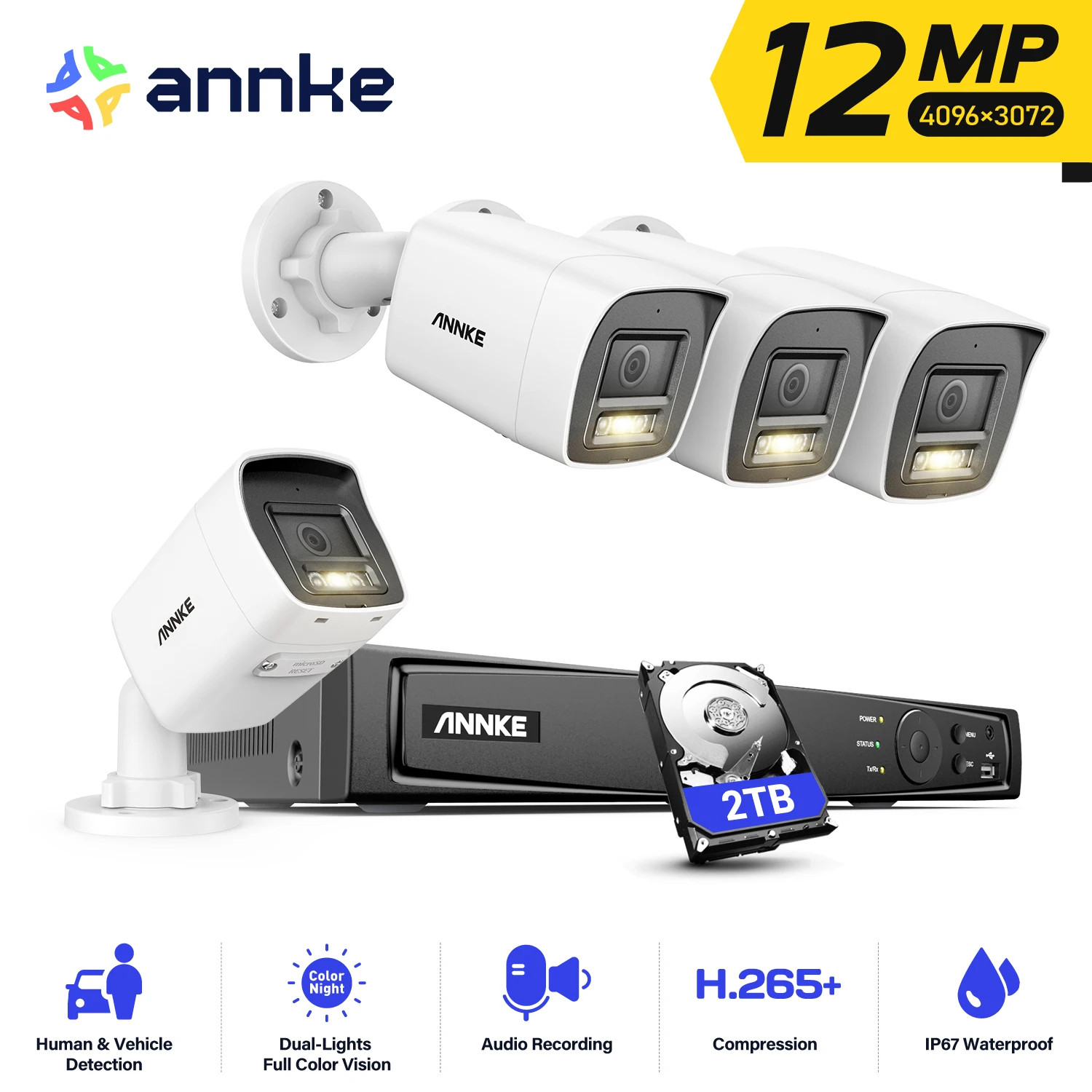 12mp Colour Ir Night Vision Cctv Video Security Kits