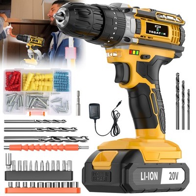 20V cordless electric drill, with 3/8-inch keyless chuck, 18+3 clutch settings